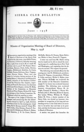 Sierra Club Bulletin 1938 Vol 23 No 3 June cover